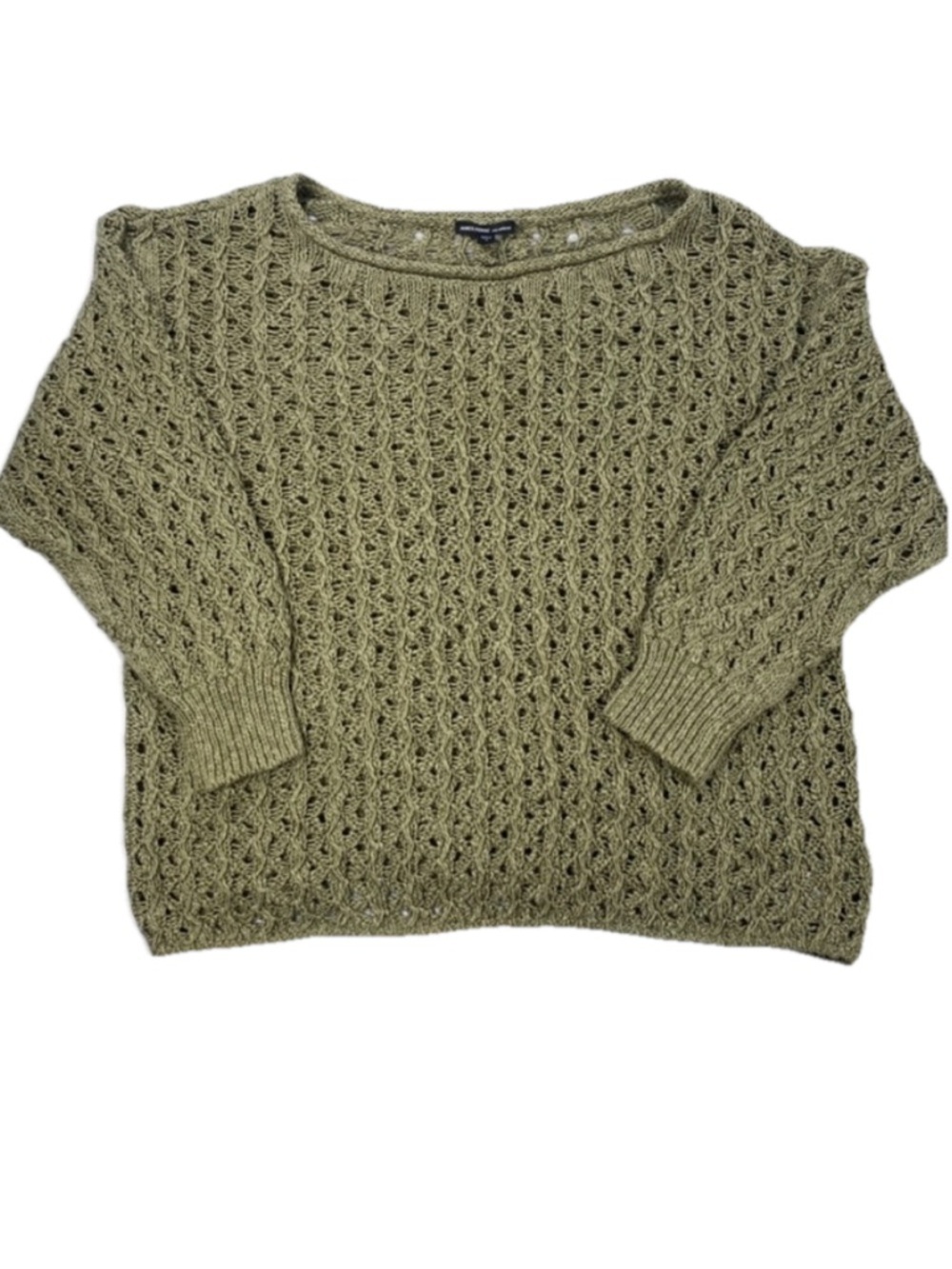 James Perse Women’s Open Knit Sweater Green Linen/Cotton Blend Size 3 (Large)
